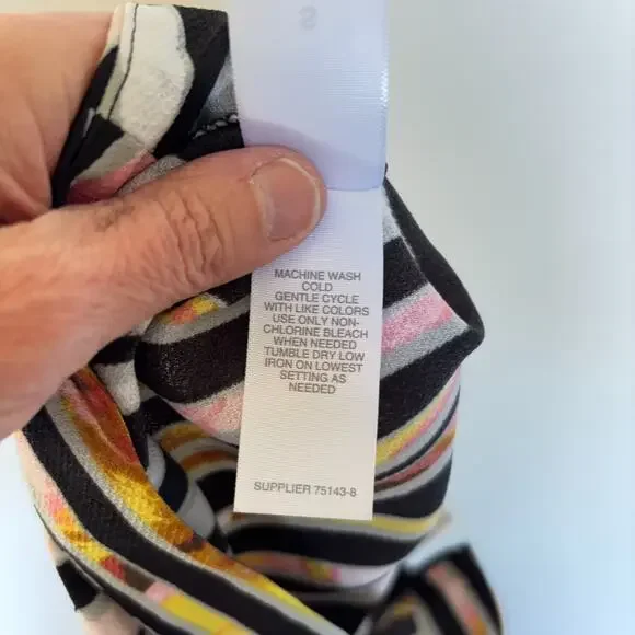 Bisou Bisou Michele Bohbot Striped Wide Leg Pants Black Side Zip Slit Womens S - Picture 6 of 12